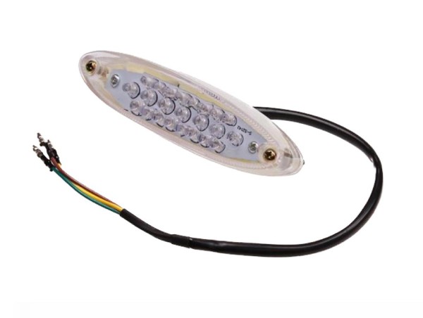 Universal 12V LED Rücklicht Oval Klar 28 LEDs E-Geprüft für Roller Motorrad