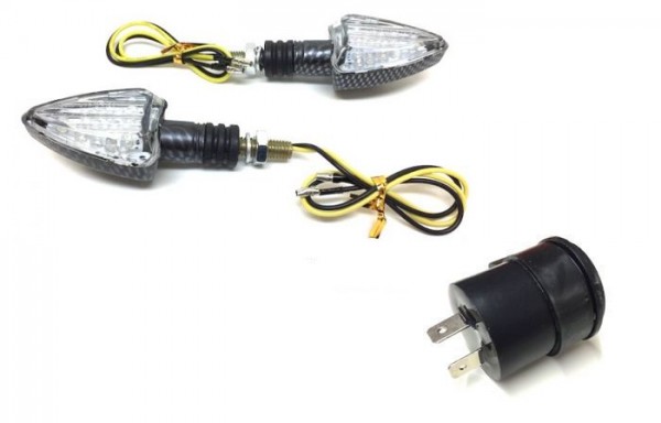 LED Blinker Set Satz Carbon E-Geprüft inkl. Blinkerrelais für Yamaha Aerox
