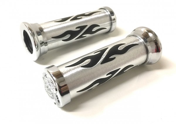 Tuning Lenkergriffe Tribe schwarz chrom im Flammen-Design