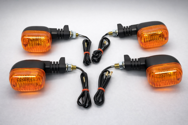 Motorrad Blinker Set 4x Halogen E-geprüft M10 schwarz rechteckig
