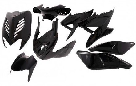 Verkleidungssatz Yamaha Aerox MBK Nitro schwarz metallic 8-teilig – Komplettset
