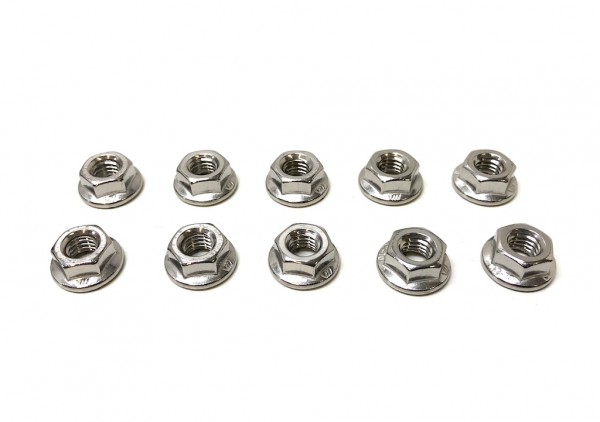 10x Mutter (M4x1,25) Flanschmutter mit Bund