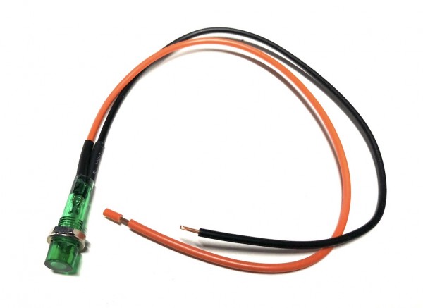 12V Kontrollleuchte Blinker Grün mit Kabel 8mm Gewinde für Zündapp Hercules Kreidler