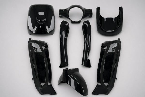 Verkleidungsset Sym Fiddle 2 50 125 schwarz glänzend komplett