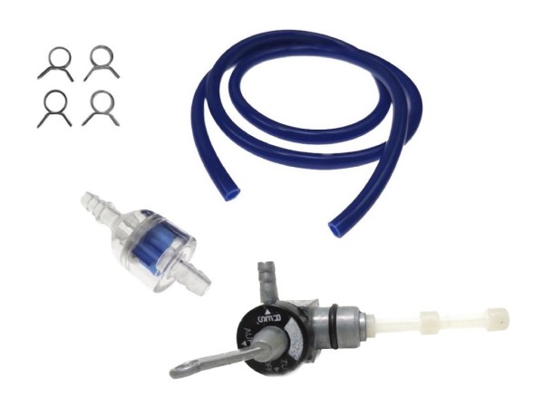 Benzinhahn + Benzinschlauch Blau Set für Saxonette Spartamet Hercules Sachs