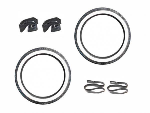 Weißwandreifen Reifen Schlauch Felgenband Set 2.25-17 33L für Mofa Moped Mokick
